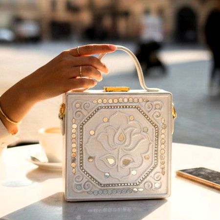 Mini Lotus Lippan Art Handcrafted Square Sling Bag